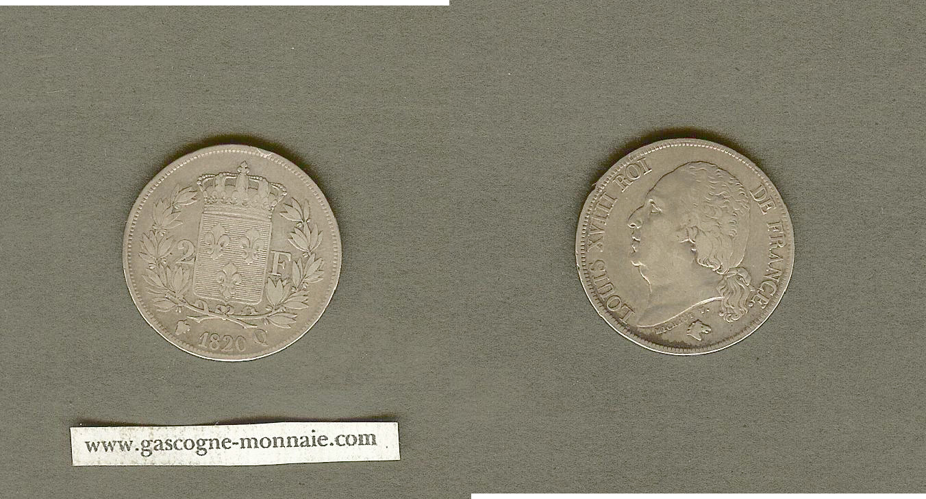 2 francs Louis XVIII 1820Q gVF